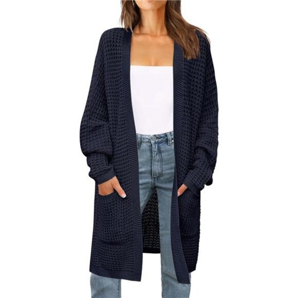 Women's 2024 Fall Long Batwing Sleeve Sweater Navy